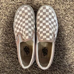 VansCheckered Slip-On Shoes - Brown and White